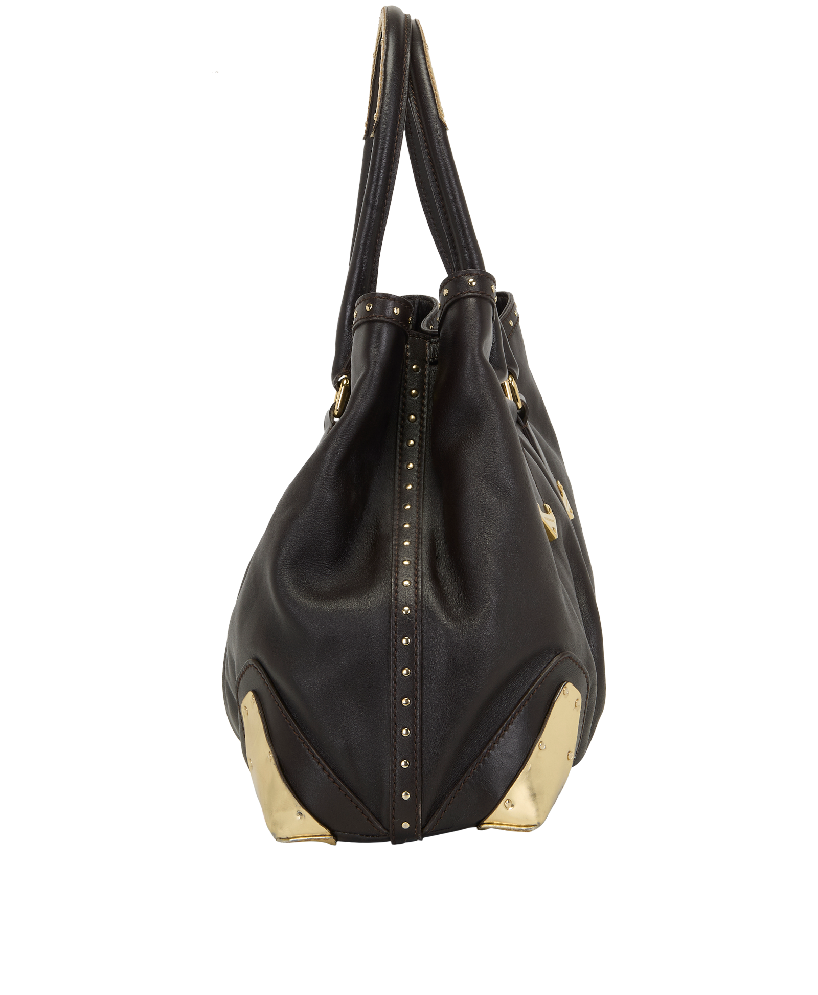 Studded Tote, &pound;175, Handbags, Black, Leather, Side view